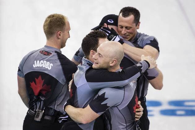 21.02.2014 Sochi, Krasnodar Krai, Russia. Joy for Team Canada after GB concede defeat - during the Gold Medal Game of the Men s Curling competition from the Ice Cube Curling Centre, Coastal Cluster - XXII Olympic Winter Games xCraigxMercerx  ActionPlus20177031