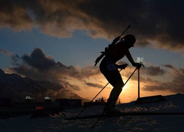Germany s Franziska Preuss competes during the women s biathlon 4x6km relay at the 2014 Sochi Winter Olympic Games in Sochi, Russia, Feb. 21, 2014. (Xinhua Li Gang) (SP)OLY-RUSSIA-SOCHI-BIATHLON-WOMEN S 4X6 KM RELAY 