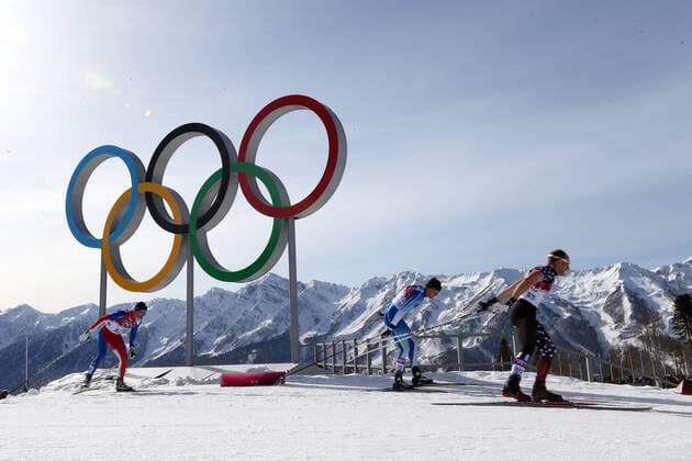 Feb. 23, 2014 - Sochi, Krasnodar Krai, Russia - USA Brian GREGG, right, during the Men s 50km Mass Start Free Cross-Country race during the Winter Olympics on February 22 in Sochi, Russia. Men s Cross Country Skiing - Sochi 2014 - ZUMAa35