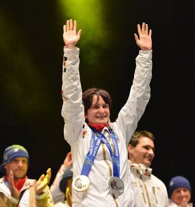 Women s 5,000-meter speedskating gold medalist and women s 3,000-meter speedskating silver medalist Martina Sablikova of the Czech Republic is seen during the meeting with her fans at Olympic Park Sochi-Letna 2014 in center of Prague, Czech Republic, February 23, 2014. (CTKxPhoto MichalxDolezal) CTKPhotoP201402230607101  DOL_0266