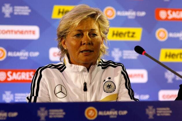 Fussball, Algarve Cup 2014, Pressekonferenz, v.li.: Bundestrainerin Silvia Neid (Deutschland), Portrait. xfsx