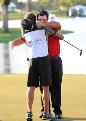March 09, 2014, Patrick Reed celebrates after winning the PGA Golf Herren - World Golf Championship - Final Round at Trump National Doral in Doral, Florida GOLF: MAR 09 PGA Golf Herren - World Golf Championships-Cadillac Championship - Final Round Icon20180933 EDITORIAL USE ONLY