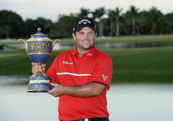 09 March 2014: Patrick Reed poses with trophy after winning the final round of the World Golf Championships-Cadillac Championship on the Blue Monster course at the Trump National Doral in Doral, FL. GOLF: MAR 09 PGA Golf Herren - World Golf Championships-Cadillac Championship - Final Round Icon20180936 EDITORIAL USE ONLY