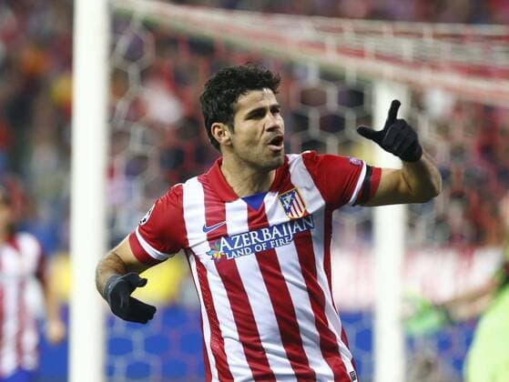 Return match of the 1 8 of the Champions League played between Atletico Madrid and AC Milan. In this picture, Diego Costa celebrates first goal for Atletico. xJUANxAGUADOx 