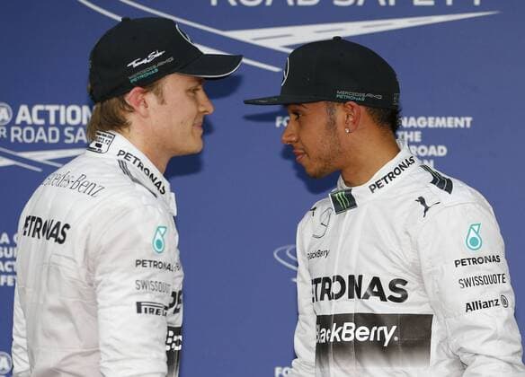 Motorsports: FIA Formula One World Championship 2014, Grand Prix of Australia, 6 Nico Rosberg (GER, Mercedes AMG Petronas F1 Team), 44 Lewis Hamilton (GBR, Mercedes AMG Petronas F1 Team), xHOCHxZWEIx