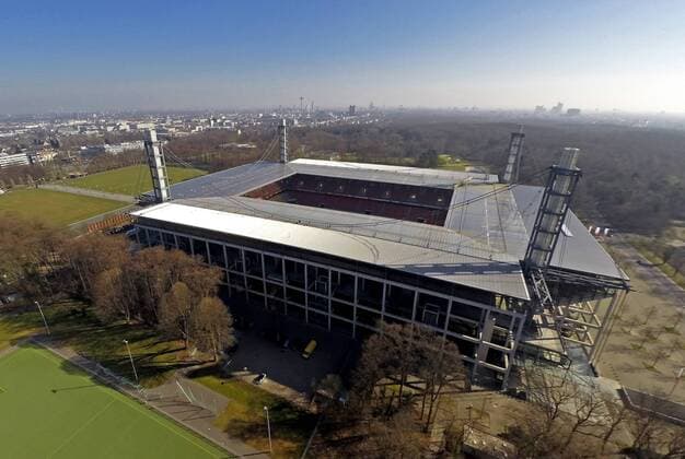 10.03.2014, Köln, Luftaufnahme Luftbild, RheinEnergie Stadion in Köln, 1. FC Köln, Cologne, Aerial, Drohne, Stadion, Arena, Fussball, Fußball, Fussballstadion, Fußballstadion, Bundesliga, Bundesligastadion.