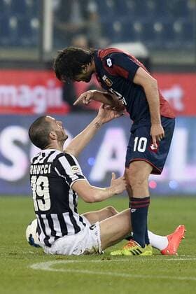 Db Genova 16 03 2014 - campionato di calcio serie A CFC Genua 1893 FC vs Juventus Turin: Giuseppe Sculli - Leonardo Bonucci 