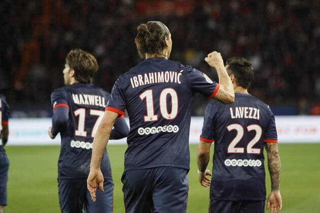 joie Zlatan Ibrahimovic (PSG) FOOTBALL : Paris Saint Germain (PSG) vs AS Saint Etienne - Ligue 1 - 16 03 2014 GwendolineLeGoff 
