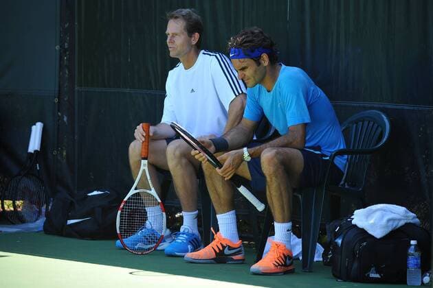 Roger Federer (SUI) Stefan Edberg (SWE) TENNIS : Sony Open Tennis - Miami - 19 03 2014 TennisMagazine Panoramlc 