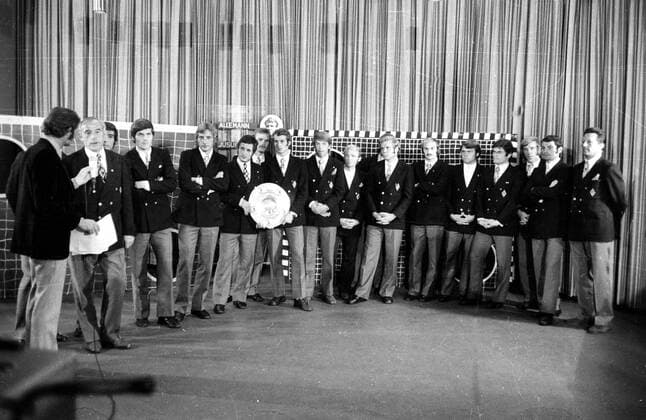 Fußball, Borussia Mönchengladbach, Deutscher Meister 1971 Empfang des Deutschen Meisters Borussia Mönchengladbach am 6.6.1971 im Aktuellem Sportstudio des ZDF HM