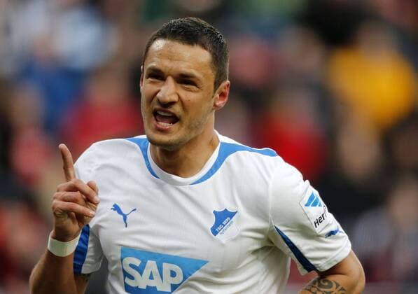 Leverkusen, Deutschland, 1. Bundesliga, 26. Spieltag, Bayer Leverkusen : 1899 Hoffenheim in der Bay-Arena in Leverkusen am 23.03.2014 Sejad SALIHOVIC nach seinem Treffer zum 1-0