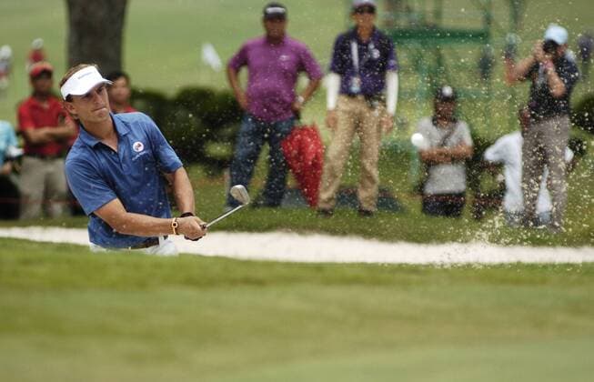 29 March 2014 Kuala Lumpur, Malaysia. Inaugural EurAsia Cup in Kuala Lumpur was a completed remarkable fight by Asia on their last day 10-10. Here is Joost Luiten from The Netherlands. Fatin Rosli HBL Network