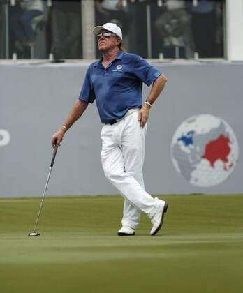 29 March 2014 Kuala Lumpur, Malaysia. Inaugural EurAsia Cup in Kuala Lumpur was a completed remarkable fight by Asia on their last day 10-10. Here is Miguel Angel Jimenez from Spain, Captain of European EurAsia Cup. Fatin Rosli HBL Network