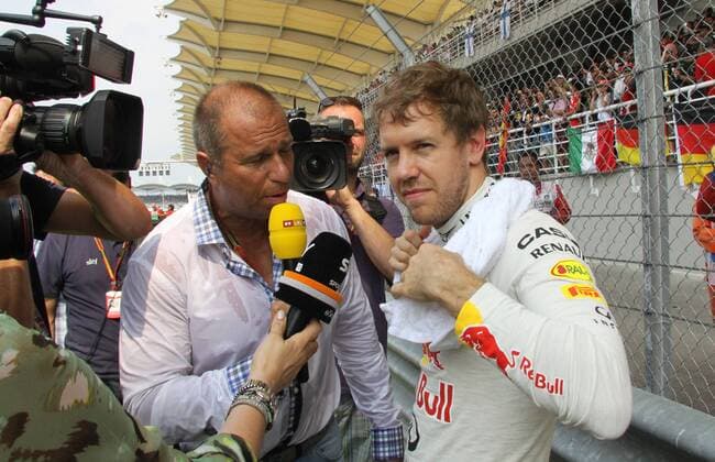 Kai Ebel, RTL, Sebastian Vettel; Red Bull Racing, Malaysia in Kuala Lumpur Sepang 30.03.2014 Photo:mspb Thomas Melzer Kai Ebel, Sebastian Vettel; formula 1 GP, Malaysia,