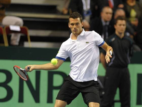 Tobias Kamke im ersten Einzel Tennis, Davis Cup, Deutschland, Viertelfinale, Weltgruppe, 04.04.2014, Einzel,
