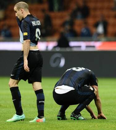 Mailand 05 04 2014 - Serie A Inter Mailand - FC Bologna -- Rodrigo Palacio, Andrea Ranocchia 