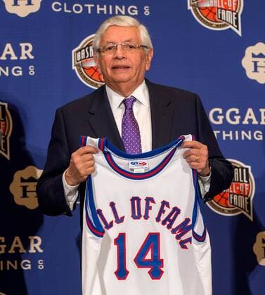 April 7, 2014 - Fort Worth, TX, USA - David Stern, former NBA Basketball Herren USA commissioner, during the inductee ceremony of the Naismith Memorial Basketball Hall of Fame at the Omni Hotel in Dallas, on April 7, 2014. Naismith Memorial Basketball Hall of Fame - ZUMAm67