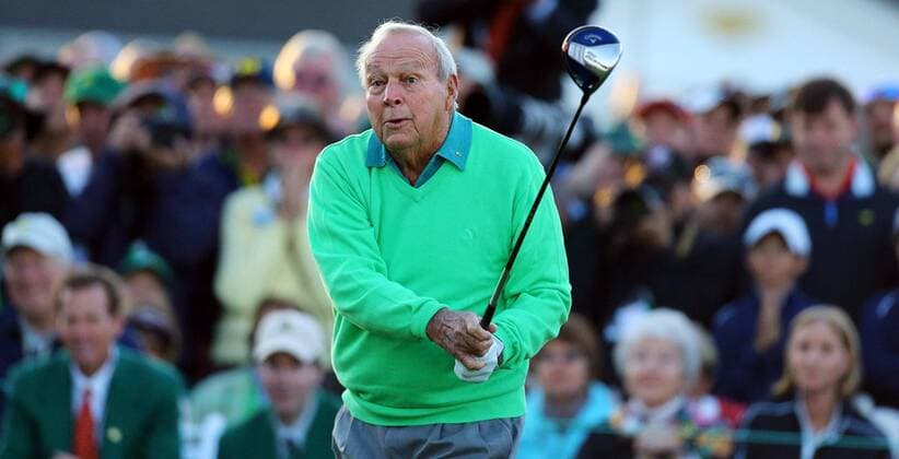April 10, 2014 - Augusta, GA, USA - Honorary starter Arnold Palmer hits the first tee shot to begin the Masters at Augusta National Golf Club on Thursday, April 10, 2014, in Augusta. Palmer won four Masters in 1958, 1960, 1962, and 1964 and is celebrating the 50th anniversary of his final victory. Masters Tournament - ZUMAm67