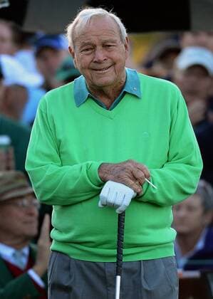 April 10, 2014 - Augusta, GA, USA - Honorary starter Arnold Palmer waits at the first tee shot to begin the Masters at Augusta National Golf Club on Thursday, April 10, 2014, in Augusta. Palmer won four Masters in 1958, 1960, 1962, and 1964 and is celebrating the 50th anniversary of his final victory. Masters Tournament - ZUMAm67