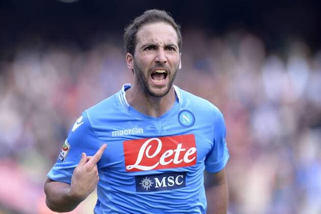 Gonzalo Higuain. Goal celebration 4-1 Napoli 13-04-2014 Stadio San Paolo - Football Calcio 2013 2014 Serie A, SSC Napoli - Lazio Roma , andreaxstaccioli