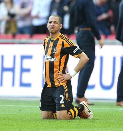 Hull s Liam Rosenior looks relieved at the final whistle Hull City vs Sheffield United- FA Cup Semi Final, Wembley Stadium - London - England - 13 04 2014 - Pic David Klein Sportimage EDITORIAL USE ONLY. No use with unauthorised audio, video, data, fixture lists, club league logos or live services. Online in-match use limited to 120 images, no video emulation. No use in betting, games or single club league player publications.