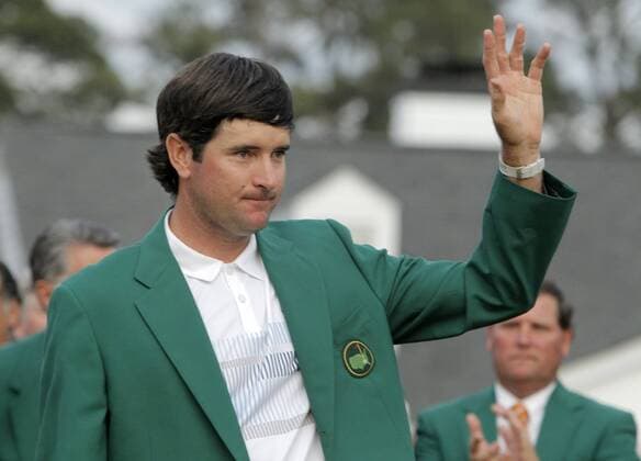 April 13, 2014 - Augusta, GA, USA - Bubba Watson acknowledges patrons after winning The Masters at Augusta National Golf Club in Augusta, Ga., Sunday, April 13, 2014. The Masters 2014 - ZUMAm67