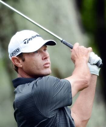 April 19, 2014 - Hilton Head Island, SC, USA - Shawn Stefani tees off on the ninth hole during the rain-delayed conclusion of the second round of the RBC Heritage Presented by Boeing at Harbour Town Golf Links in Sea Pines on Hilton Head Island, S.C., Saturday, April 19, 2014. RBC Heritage third round - ZUMAm67