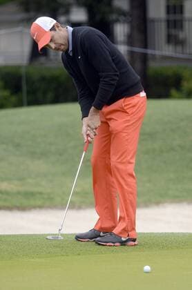 April 19, 2014 - Hilton Head Island, SC, USA - Charl Schwartzel putts the ball on the sixth hole during the third round of the RBC Heritage Presented by Boeing at Harbour Town Golf Links in Sea Pines on Hilton Head Island, S.C., Saturday, April 19, 2014. RBC Heritage third round - ZUMAm67