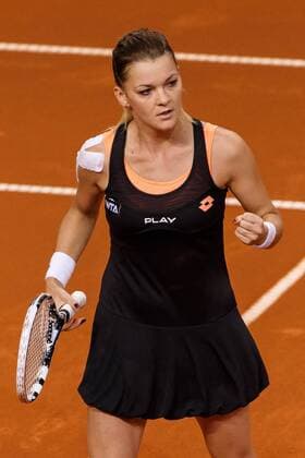 Agnieszka Radwanska (POL) bejubelt den Sieg gegen Roberta Vinci (ITA) Tennis, WTA, Porsche Tennis Grand Prix, 24.04.2014, EP_ANS
