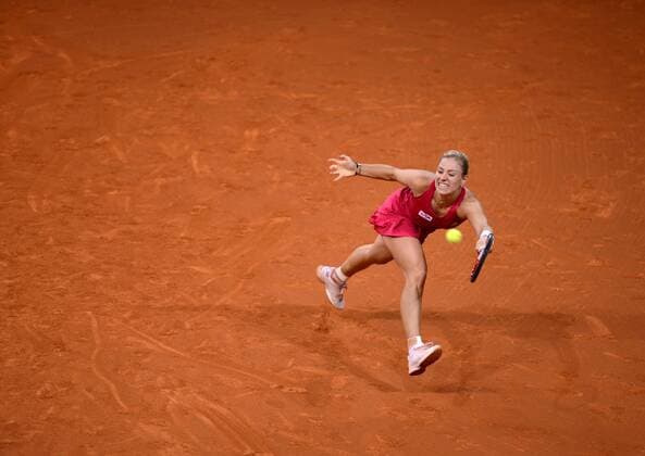 Angelique Kerber (GER) in Aktion. Porsche Tennis Grand Prix, 2014, Stuttgart, Germany.