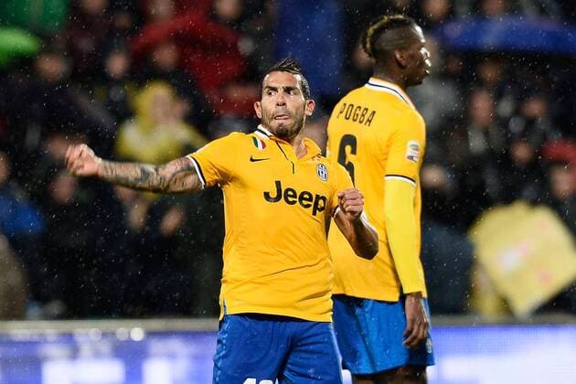 Db Reggio Emilia 28 04 2014 - campionato di calcio serie A Sassuolo Calcio vs Juventus Turin: Torjubel Carlos Tevez 