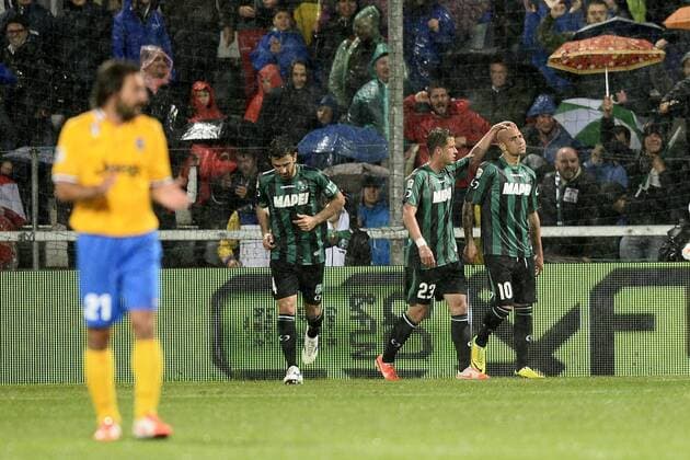 Db Reggio Emilia 28 04 2014 - campionato di calcio serie A Sassuolo Calcio vs Juventus Turin: Torjubel Simone Zaza 