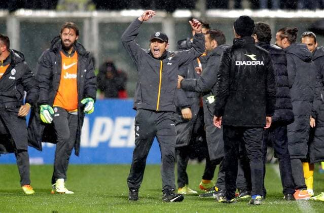 IPP20140428 Football - soccer: Serie A, Sassuolo Calcio - Juventus Turin, Schlussjubel Trainer Juventus Antonio Conte xHOCHxZWEIx xItalyxPhotoxPressx 