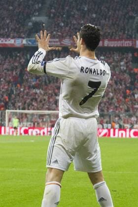 Cristiano RONALDO (REAL) nach seinem Tor zum 0:3. Fussball, FC Bayern München (München) - Real Madrid 0:4, UEFA Championsleague, Saison 2013 2014, Halbfinale Rückspiel, am 29.04.2014 in München A L L I A N Z A R E N A Deutschland.