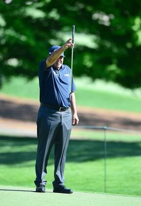 May 2, 2014 - Charlotte, NC, USA - Angel Cabrera lines up his putt on the sixth green during the second round of the Wells Fargo Championship at Quail Hollow Club in Charlotte, N.C., Friday, May 2, 2014. Wells Fargo Championship - ZUMAm67