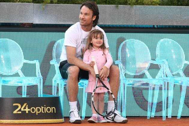 Madrid, Spain. May 2th 2014: Carlos Moya mit Tochter Carla - Charity Day, Mutua Madrid Open-ATP World Tour, Caja Magica. . 