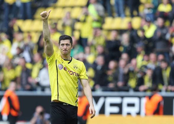 03.05.2014, xtvx, Fussball 1.Bundesliga, Borussia Dortmund - 1899 Hoffenheim, v.l. Verabschiedung Robert Lewandowski (Borussia Dortmund)