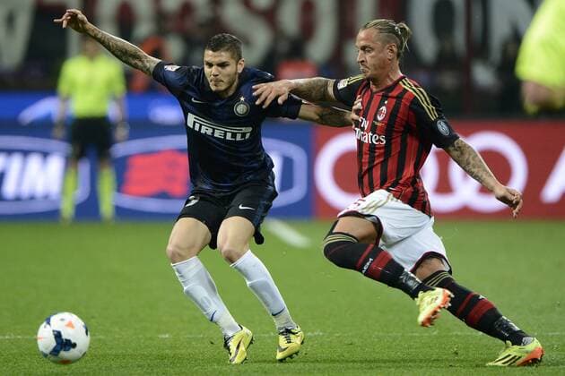 Philippe Mexes, Mauro Icardi Inter Milano 04-05-2014 Stadio Giuseppe Meazza - Football 2013 2014 Serie A, AC Milan vs. Inter Mailand giuseppexceleste