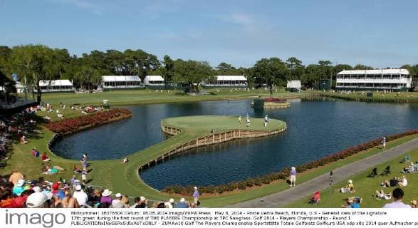 May 8, 2014 - Ponte Vedra Beach, Florida, U.S - General view of the signature 17th green during the first round of THE PLAYERS Championship at TPC Sawgrass. Golf 2014 - Players Championship - Round 1 - ZUMAw10