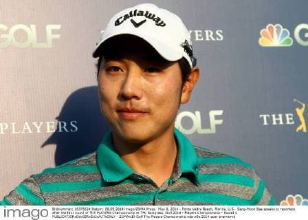 May 8, 2014 - Ponte Vedra Beach, Florida, U.S - Sang-Moon Bae speaks to reporters after the first round of THE PLAYERS Championship at TPC Sawgrass. Golf 2014 - Players Championship - Round 1 - ZUMAw10
