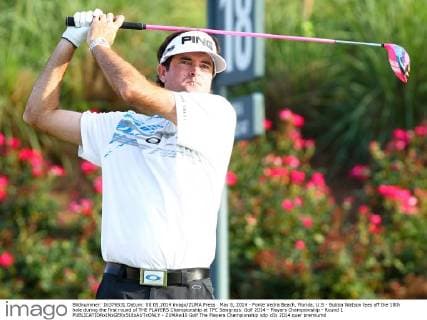 May 8, 2014 - Ponte Vedra Beach, Florida, U.S - Bubba Watson tees off the 18th hole during the first round of THE PLAYERS Championship at TPC Sawgrass. Golf 2014 - Players Championship - Round 1 - ZUMAw10