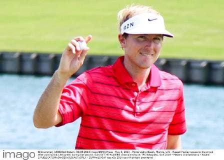 May 9, 2014 - Ponte Vedra Beach, Florida, U.S - Russell Henley waves to the crowd after putting the 18th green during the second round of THE PLAYERS Championship at TPC Sawgrass. Golf 2014 - Players Championship - Round 2 - ZUMAw10