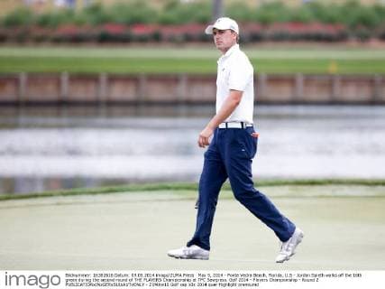 May 9, 2014 - Ponte Vedra Beach, Florida, U.S - Jordan Spieth walks off the 16th green during the second round of THE PLAYERS Championship at TPC Sawgrass. Golf 2014 - Players Championship - Round 2 - ZUMAw10