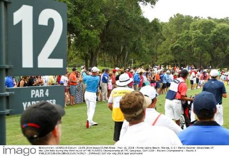 May 10, 2014 - Ponte Vedra Beach, Florida, U.S - Martin Kaymer (blue) tees off the 12th hole during the third round of THE PLAYERS Championship at TPC Sawgrass. Golf 2014 - Players Championship - Round 3 - ZUMAw10