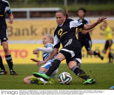 11.05.2014, xjhx, 1.Bundesliga Frauen, 1.FFC Frankfurt - MSV Duisburg, v.l. Vanessa Wahlen (MSV Duisburg), Ana-Maria Crnogorcevic (1.FFC Frankfurt)