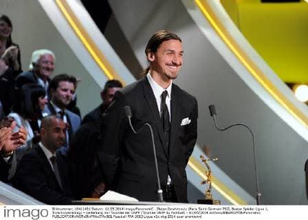 Zlatan Ibrahimovic (Paris Saint Germain PSG, Bester Spieler Ligue 1, Torschützenkönig) - Verleihung der Trophäe der UNFP (Trophee UNFP du Football) - 11 05 2014 AnthonyBIBARD FEP Panoramic 