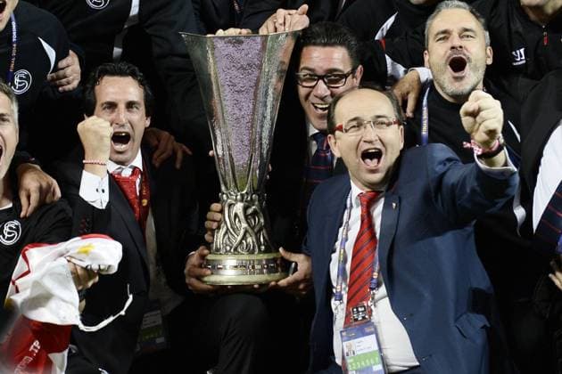 Torino 14 05 2014 - finale Europa League Sevilla CF gewinnt UEFA Europa League 2013 2014; Unai Emery-Jose Castro 
