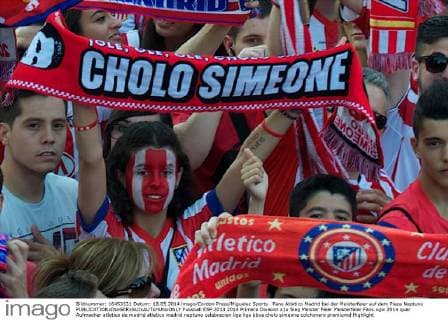 Fans Atletico Madrid bei der Meisterfeier auf dem Plaza Neptuno 