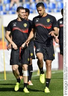 Thomas Vermaelen et Nacer Chadli of Belgium FOORBALL : Belgique - Entrainement - Preparations - 19 05 2014 Photonews Panoramic 