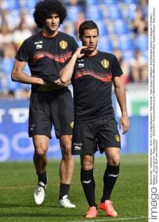 Eden Hazard of Belgium and Marouane Fellaini of Belgium FOORBALL : Belgique - Entrainement - Preparations - 19 05 2014 Photonews Panoramic 